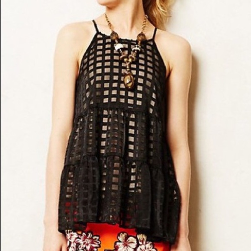 Anthropologie HD Paris Black and Cream Blouse